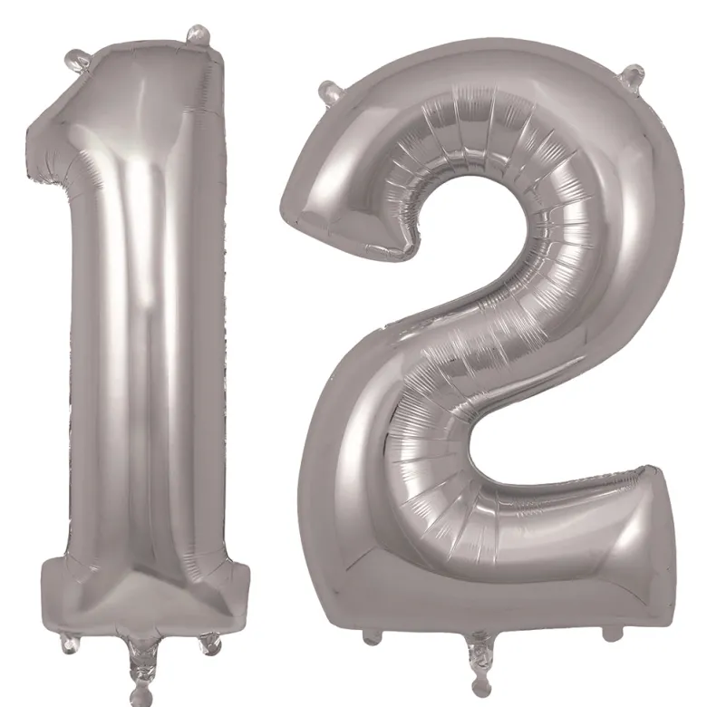 My Little Day, Giant Foil Balloon in Numbers, Silver - 0-9