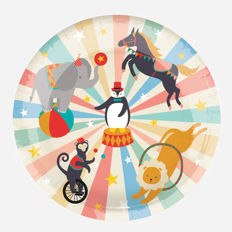 My Little Day Paper Plates, Set of 8 - Circus Theme