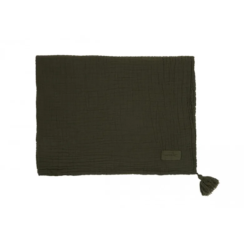 Nobodinoz Baby Blanket, Wabi Sabi Double Muslin, 65 x 100 cm - Vetiver