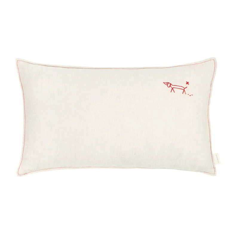 Nobodinoz Cushion, Washed French Linen, 50 x 30 cm - Greige