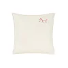 Nobodinoz Embroidered Cushion, 45 x 45 cm, Washed French Linen - Greige
