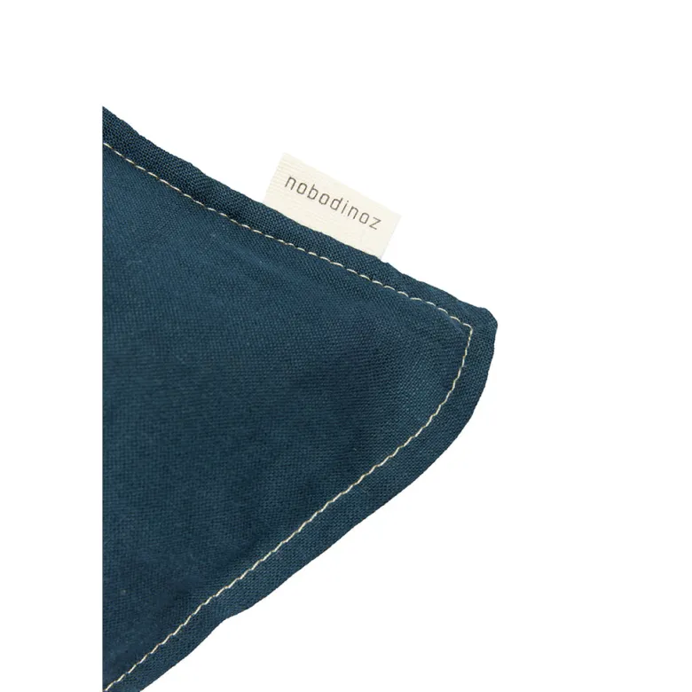 Nobodinoz Embroidered Cushion, 45 x 45 cm, Washed French Linen – Deep Blue