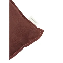 Nobodinoz Embroidered Pillow, 45 x 45 cm, Washed French Linen – Prune