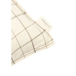 Nobodinoz Embroidered Pillow, 50 x 30 cm, Washed French Linen - Natural Grid