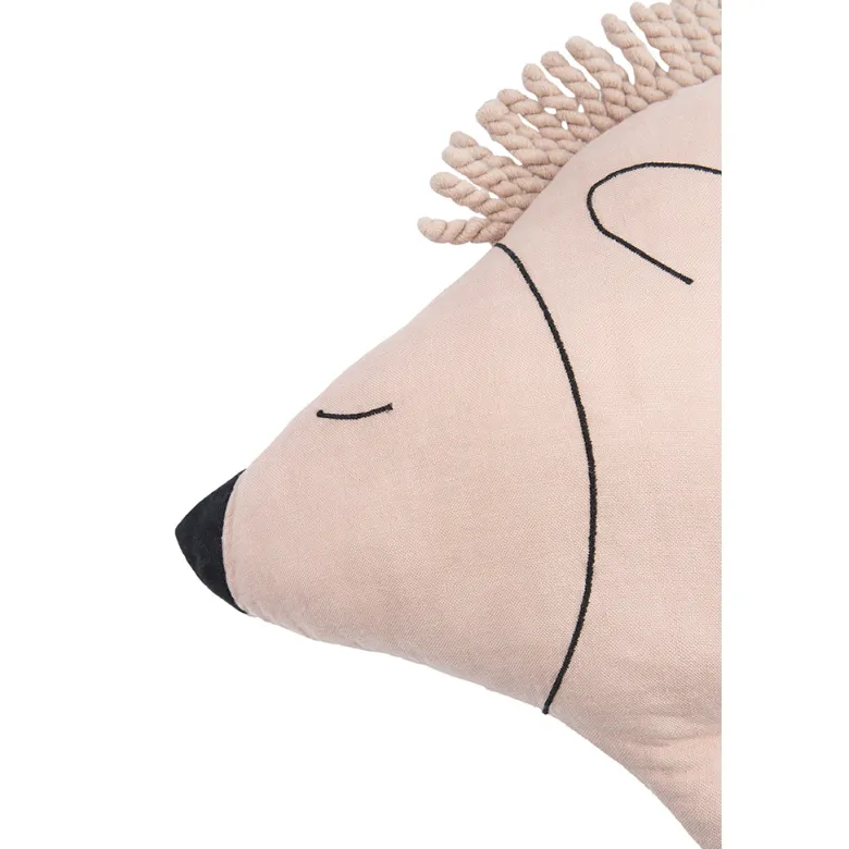 Nobodinoz Enzo Hedgehog Pillow, Washed Linen, Mauve Pink