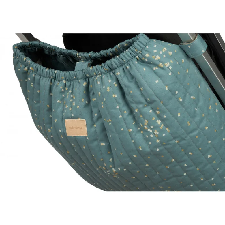 Nobodinoz Hyde Park Stroller Bag, Pram Bag, Gold Confetti/Magic Green