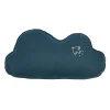 Nobodinoz Sky Cushion, Washed French Linen, Bird Embroidery - Deep Blue