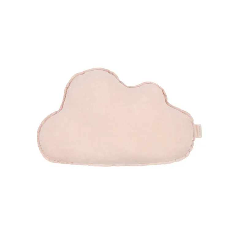 Nobodinoz Sky Pillow, Washed French Linen, Bird Embroidery - Mauve Pink