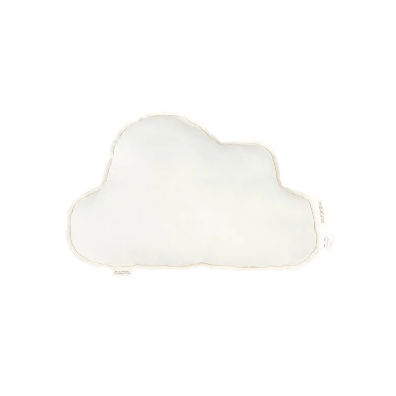 Nobodinoz Sky Pillow, Washed French Linen with Embroidered Birds – Off White