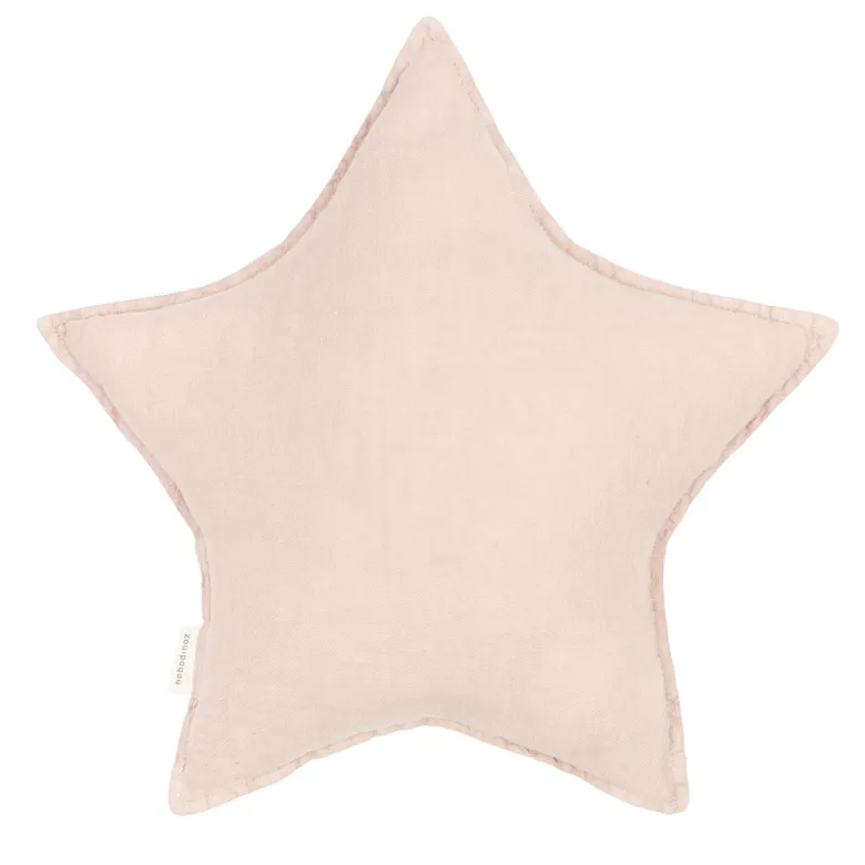 Nobodinoz Star Cushion, Washed French Linen - Mauve Pink