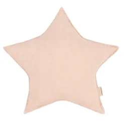 Nobodinoz Star Cushion, Washed French Linen - Powder Pink