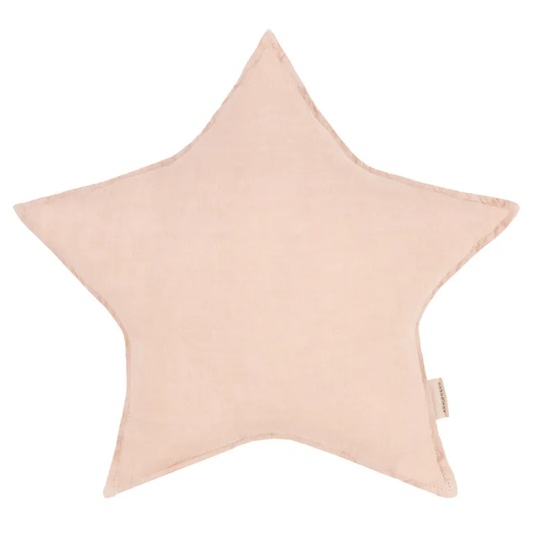 Nobodinoz Star Cushion, Washed French Linen - Powder Pink