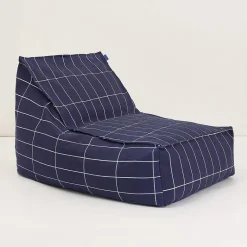 Nobodinoz Vibes long sækkestol, voksen - Navy blue Grid
