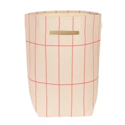 Nobodinoz Vibes Storage Basket, Large - Pink Red Grid