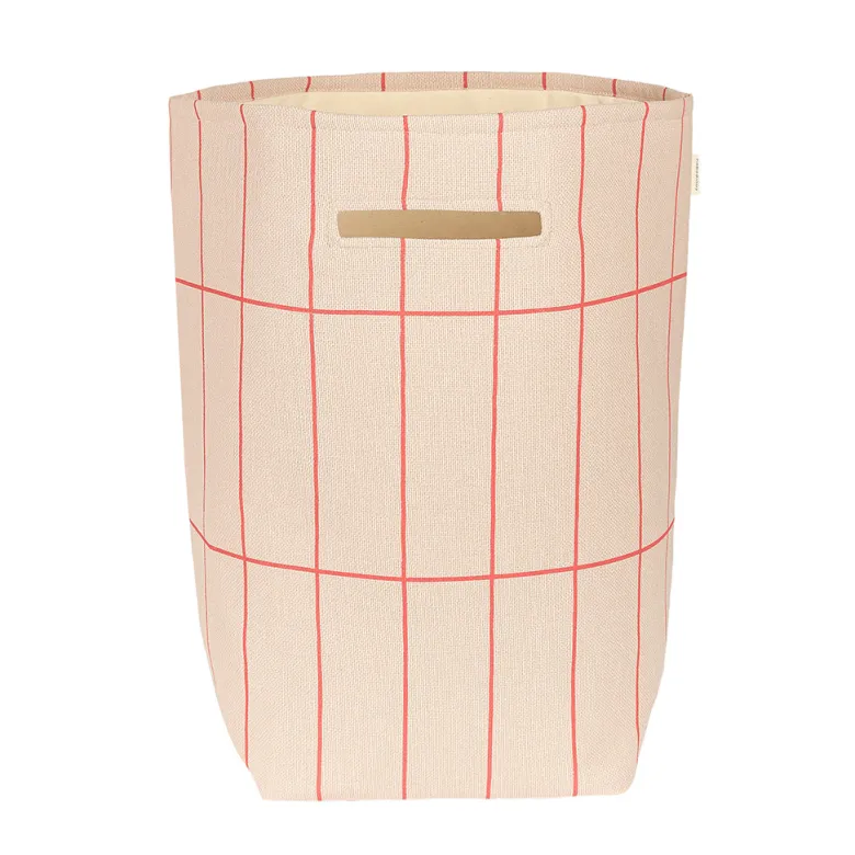 Nobodinoz Vibes Storage Basket, Large - Pink Red Grid
