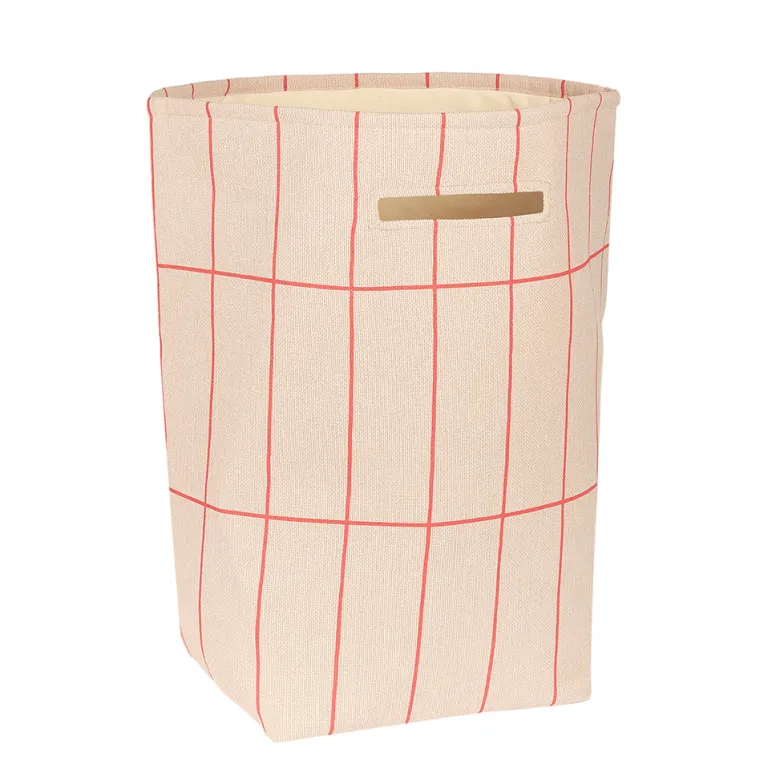 Nobodinoz Vibes Storage Basket, Large - Pink Red Grid