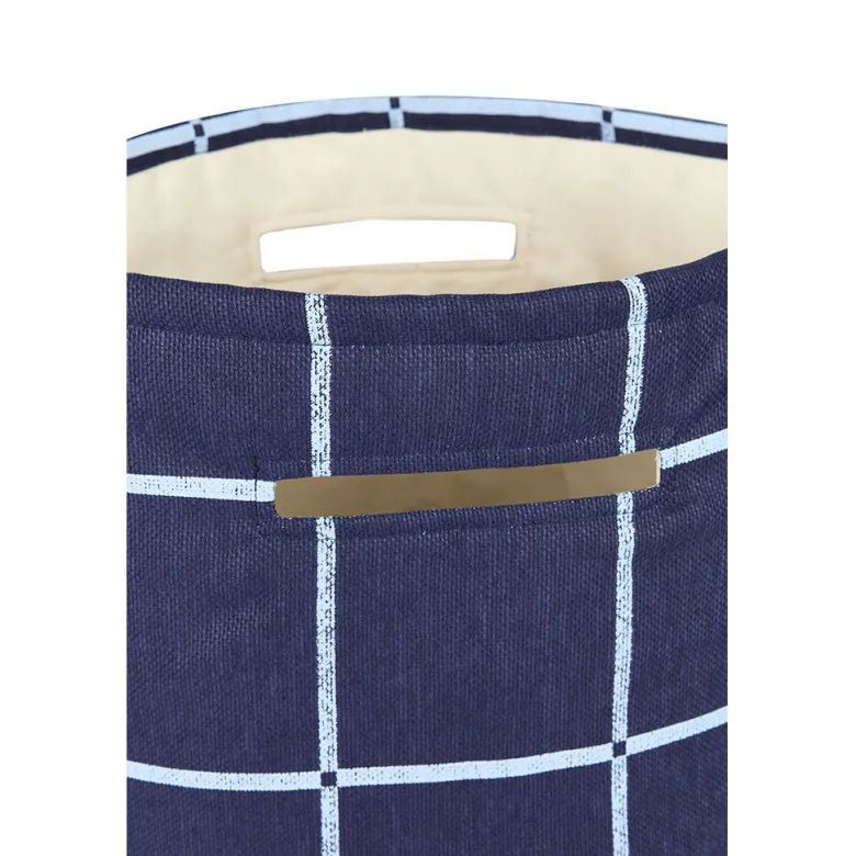 Nobodinoz Vibes Storage Basket, Large - Navy Blue Windowpane
