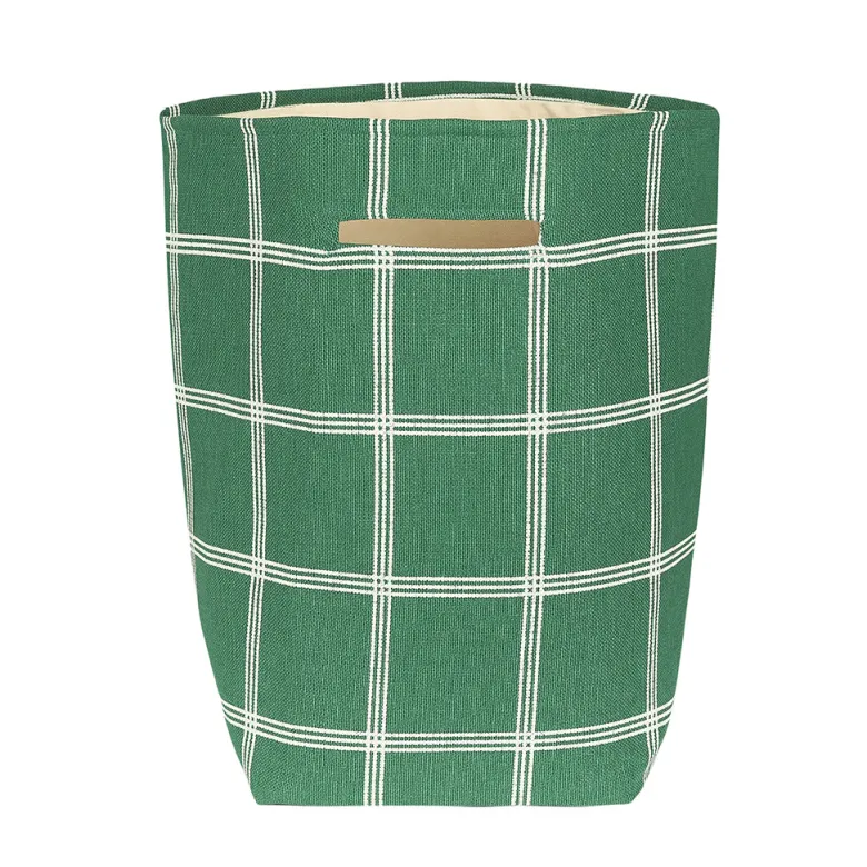 Nobodinoz Vibes Storage Basket, Large – Green White Windowpane