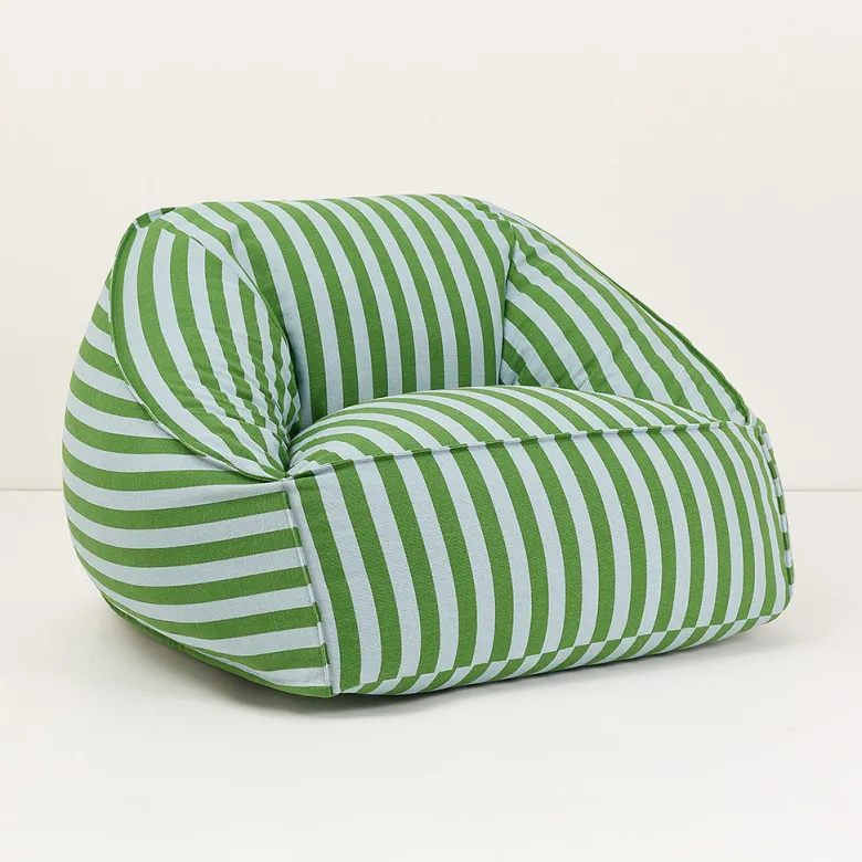 Nobodinoz Ziggy armchair, sækkestol - Green blue stripes