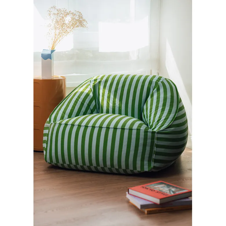 Nobodinoz Ziggy armchair, sækkestol - Green blue stripes