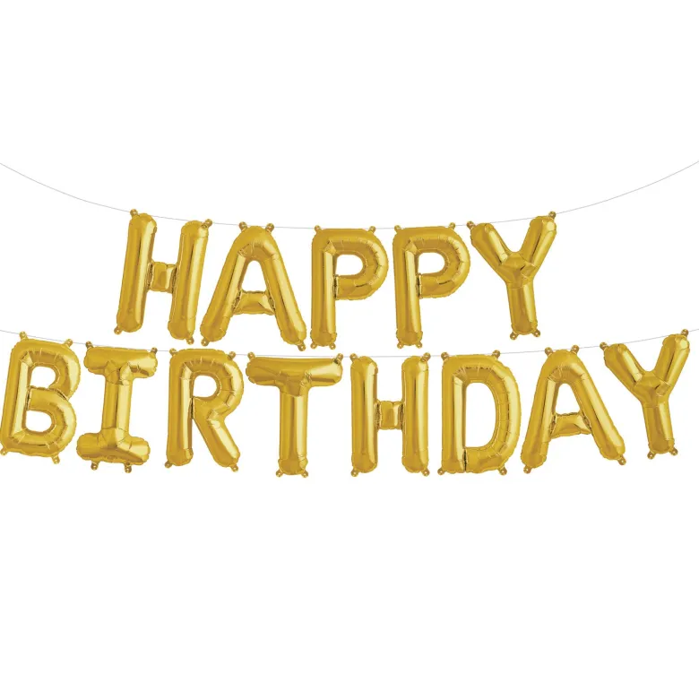 Northstar Balloons, Happy Birthday Garland - Gold Foil