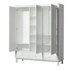 Oliver Furniture Wood klædeskab m 3 døre, hvid - højde 204 cm