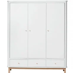 Oliver Furniture Wood klædeskab m 3 døre, hvid/eg - højde 204 cm