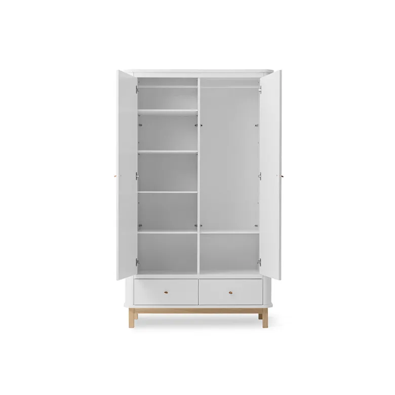 Oliver Furniture Wood klædeskab m 2 døre, hvid/eg - højde 204 cm