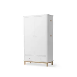 Oliver Furniture Wood klædeskab m 2 døre, hvid/eg - højde 204 cm