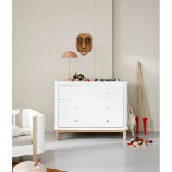 Oliver Furniture Wood kommode, m. 3 skuffer - Hvid/eg
