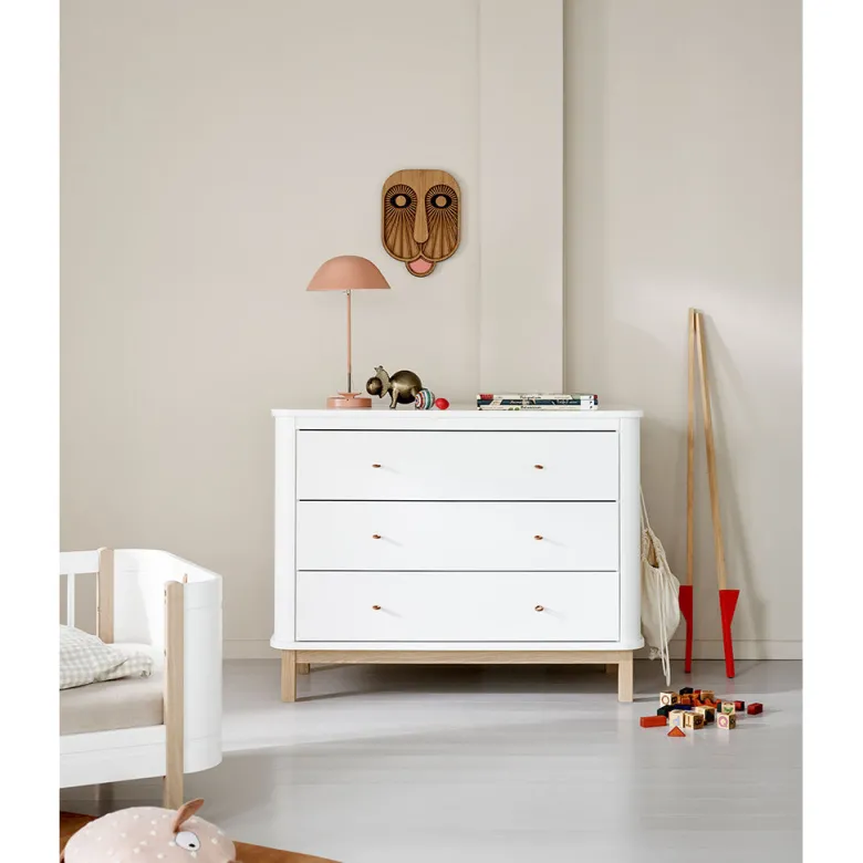 Oliver Furniture Wood kommode, m. 3 skuffer - Hvid/eg