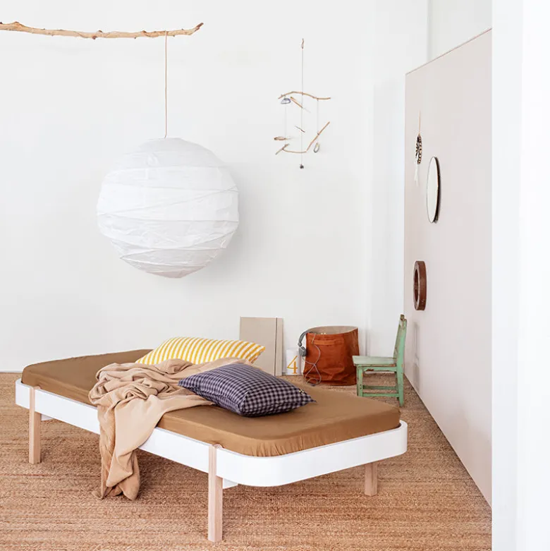 Oliver Furniture, Wood Lounger, 90 x 200 cm - White/Oak