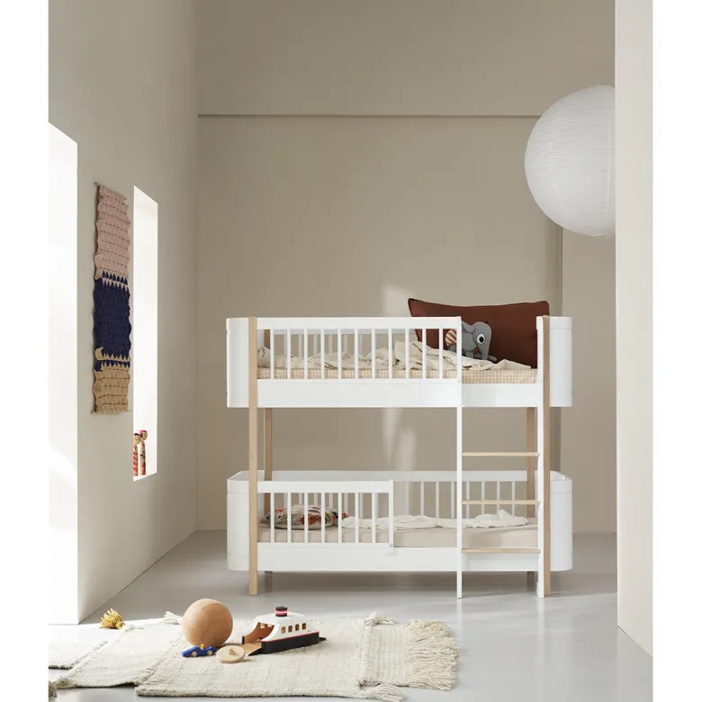 Oliver Furniture, Wood Mini+ Half-Height Bunk Bed - White/Oak