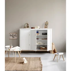 Oliver Furniture Wood multiskab m. 3 døre, hvid/eg