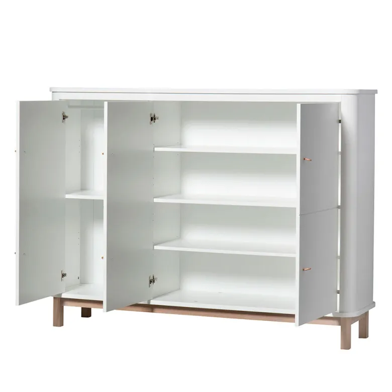 Oliver Furniture Wood multiskab m. 3 døre, hvid/eg
