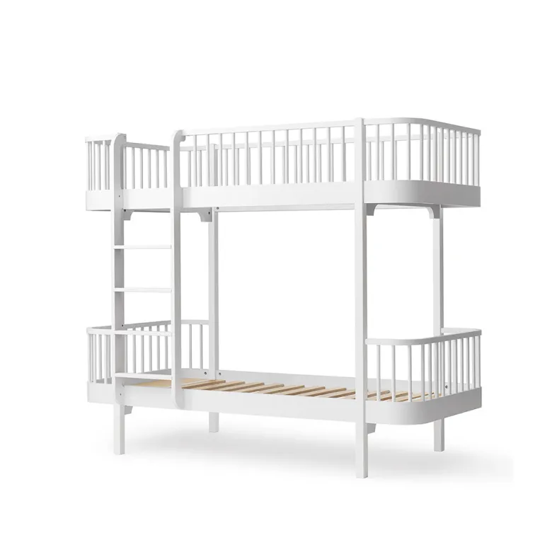 Oliver Furniture, Wood Original Bunk Bed - White with Ladder at the Front