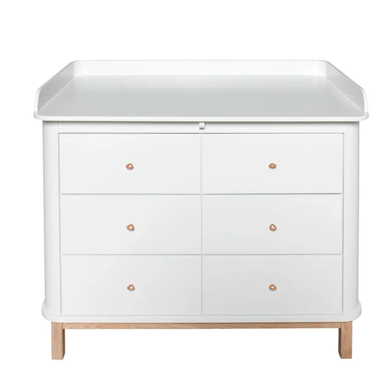 Oliver Furniture Wood puslekommode, m. stor plade - hvid/eg