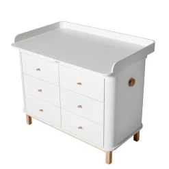 Oliver Furniture Wood puslekommode, m. stor plade - hvid/eg