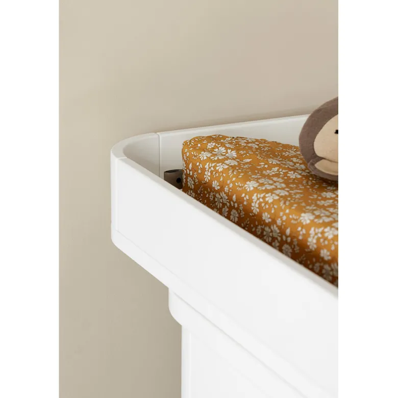 Oliver Furniture Wood puslekommode, m. stor plade - hvid/eg