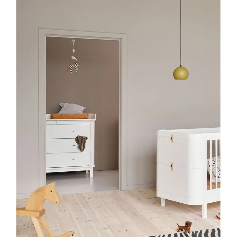 Oliver Furniture Wood puslekommode, m. 3 skuffer og stor plade - Hvid