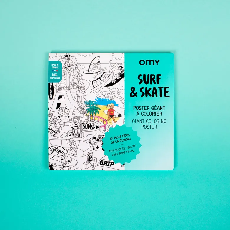 Omy Large Coloring Poster, 70 x 100 cm - Surf & Skate