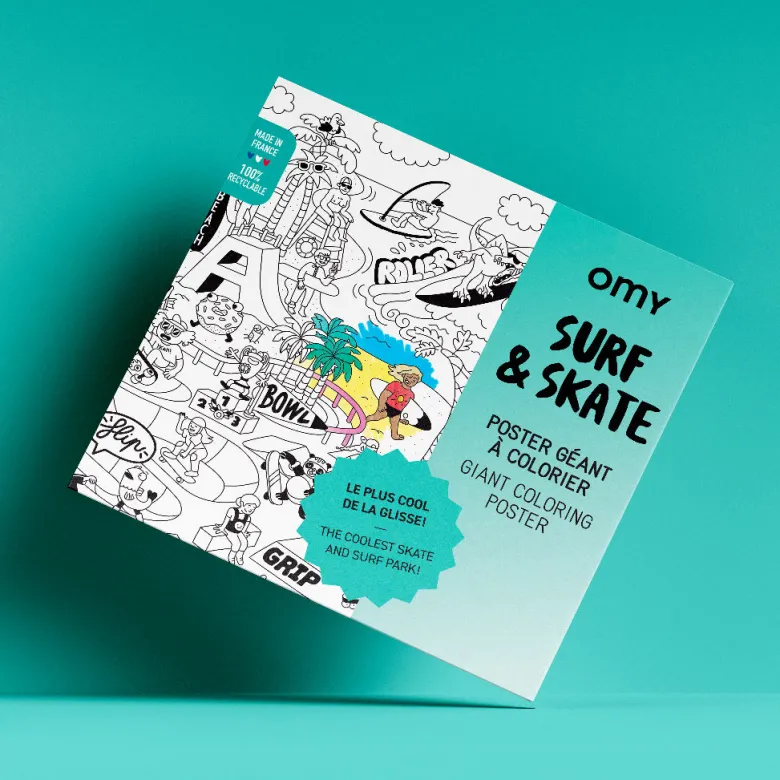 Omy Large Coloring Poster, 70 x 100 cm - Surf & Skate