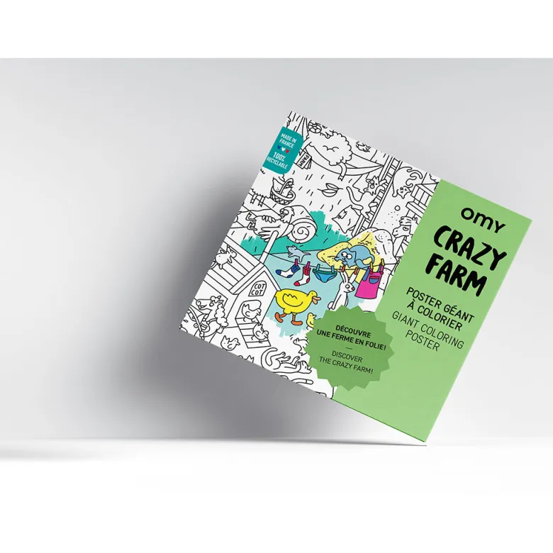 Omy Large Poster for Coloring, 70 x 100 cm – Crazy Farm