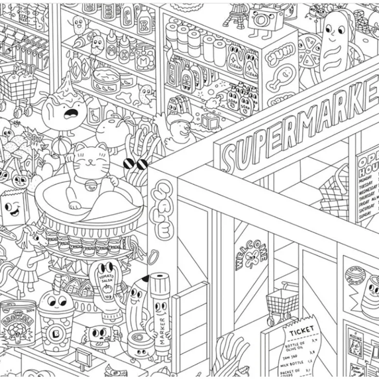 Omy Large Poster for Coloring, Supermarket