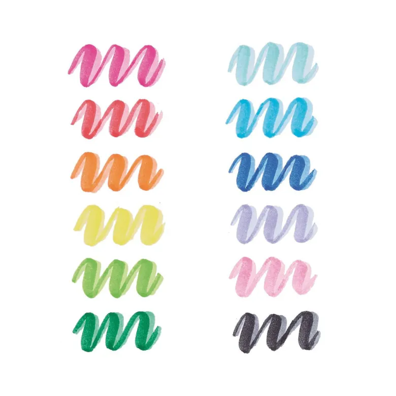 Ooly Brush Markers, Set of 12, Double-Sided - Dual Tone
