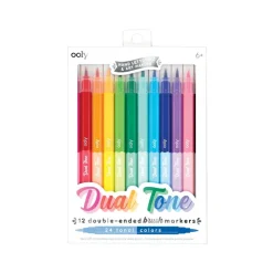 Ooly Brush Markers, Set of 12, Double-Sided - Dual Tone