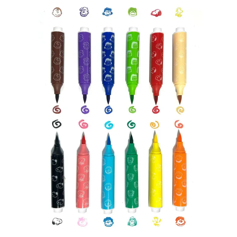 Ooly Brush Markers with Stamps, Set of 6 - Radiserne