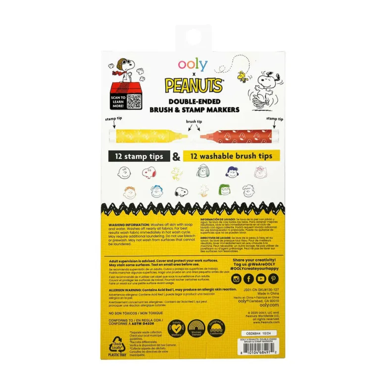 Ooly Brush Markers with Stamps, Set of 6 - Radiserne