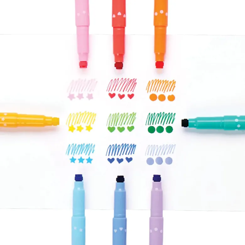 Ooly Confetti Markers with Stamps, Set of 9