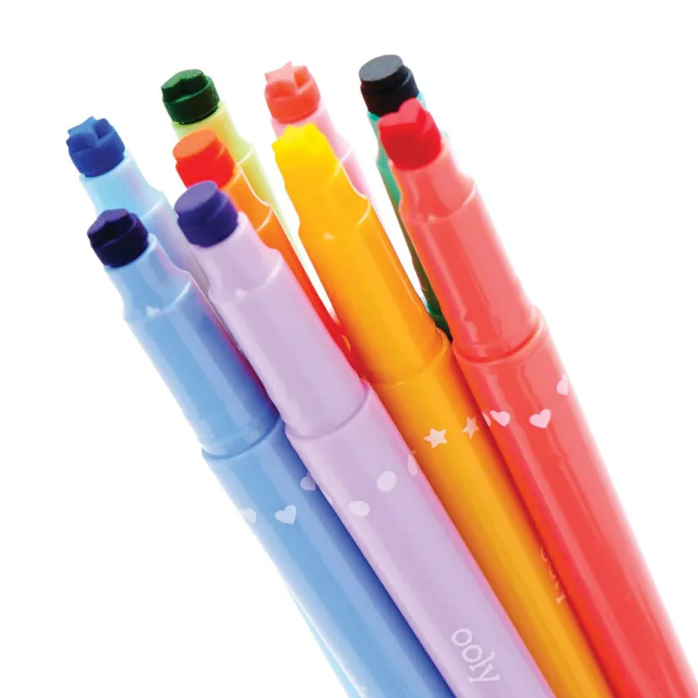 Ooly Confetti Markers with Stamps, Set of 9